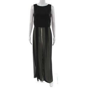 D. Exterior Womens Sleeveless Black Jumpsuit Round Neck Polyester Size 42